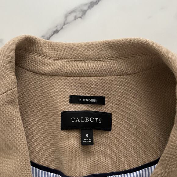 Talbots Aberdeen piqué knit blazer tan Size 6 Classic Chic Minimalist Jacket - Picture 3 of 13